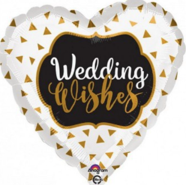 Folienballon - Wedding Wishes, Herz gold  - ø 43cm